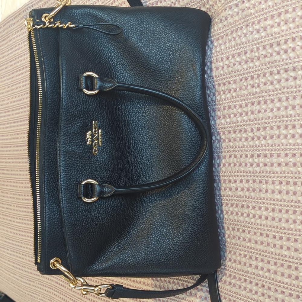 Coach Mia black pebbled leather satchel bag GUC